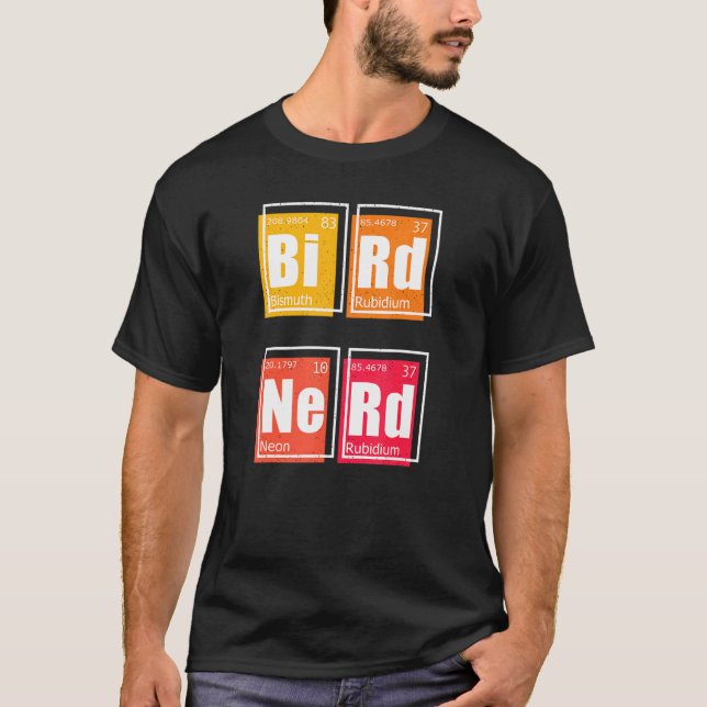 BIRD NERD Periodic Bord of Inslag Birding Watch T Shirt (Framsida)