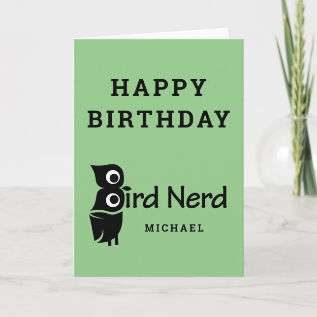 Bird Nerd Uggla Grattis på födelsedagen Kort (Framsida)