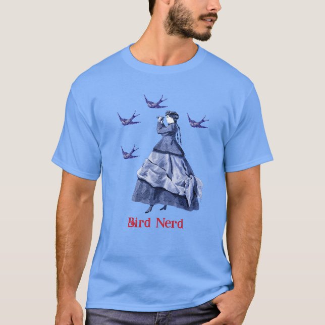 Bird Nerd Woman Binoculars T Shirt (Framsida)