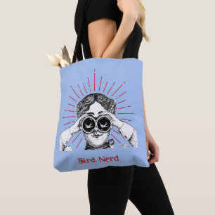Bird Nerd Woman Binoculars Tygkasse
