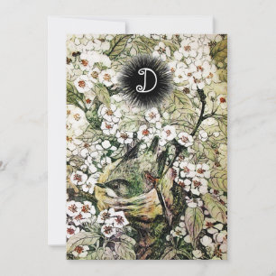 BIRD NEST,BROWN WHITE VÅR BLOMMOR MONOGRAM MEDDELANDE