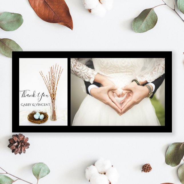 Bird Nest Eggs Pussy Willows Bröllop Tack Kort (Skapare uppladdad)