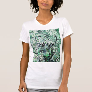 BIRD NEST,TRÄD, GRÖNT WHITE VÅR BLOMMOR Blommigt T Shirt