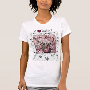 BIRD NEST,TRÄD ROSA VÅR BLOMMOR /I KÄRLEK NATUR TEE