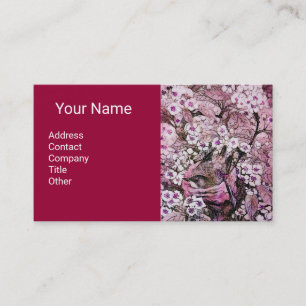 BIRD NEST,VÅR BLOMMOR Monogram Rosa White Red Visitkort