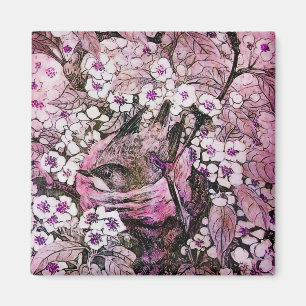 BIRD NEST,vit röd rosa violett Magnet
