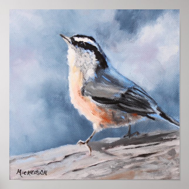 Bird Nuthatch Fine Art Print Poster (Framsidan)