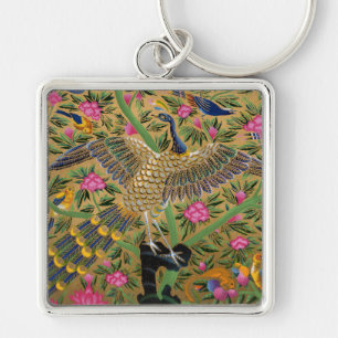 Bird of Life Keychain Fyrkantig Silverfärgad Nyckelring