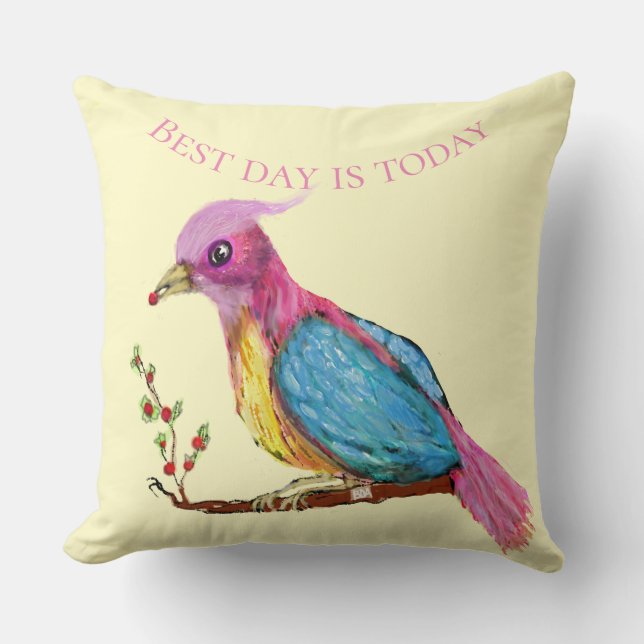 Bird of Paradise | Best Day Is Today  Throw Pillow Kudde (Framsida)
