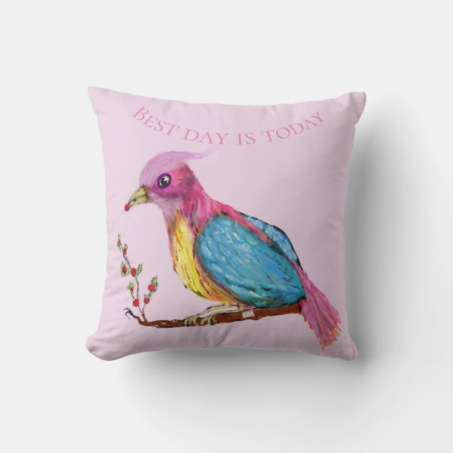 Bird of Paradise | Best Day Is Today  Throw Pillow Kudde (Framsida)