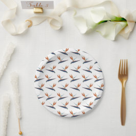Bird of Paradise pattern on paper party plate
