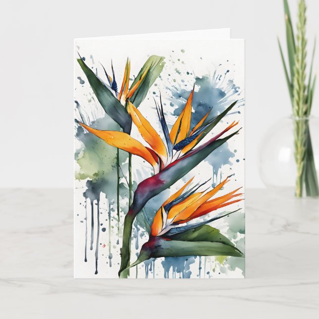 Bird of Paradise - Watercolor flowers Kort (Framsida)