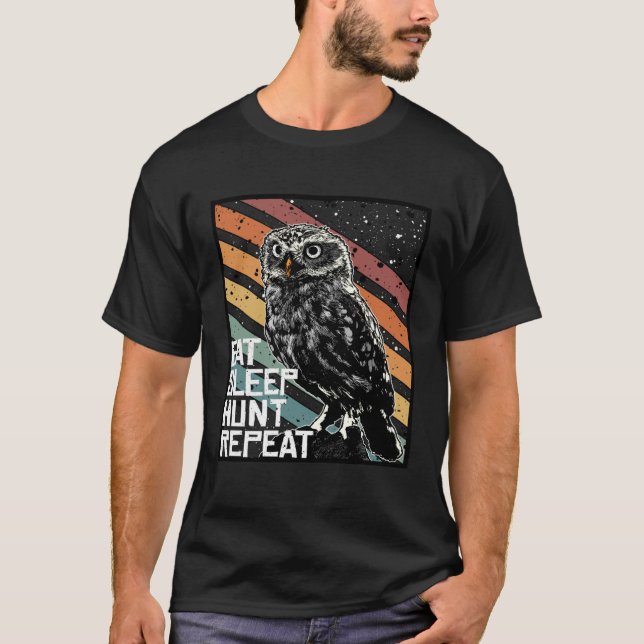 Bird Of Prey Raptor Eat Sleep Hunt Repeat Burrowin T Shirt (Framsida)