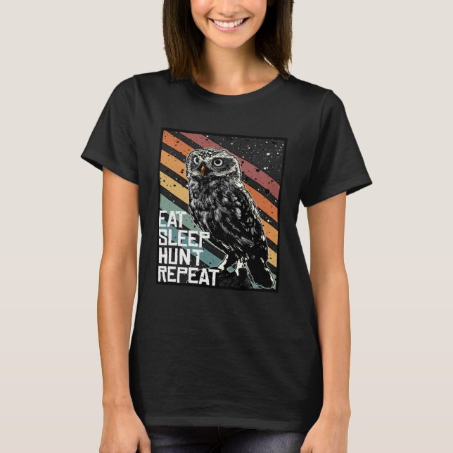 Bird Of Prey Raptor Eat Sleep Hunt Repeat Burrowin T Shirt (Framsida)