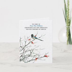 Bird on Winter Gren Sympathy Tack Kort