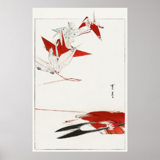 Bird Origami från Bijutsu Sekai (1893-1896) av Wa Poster