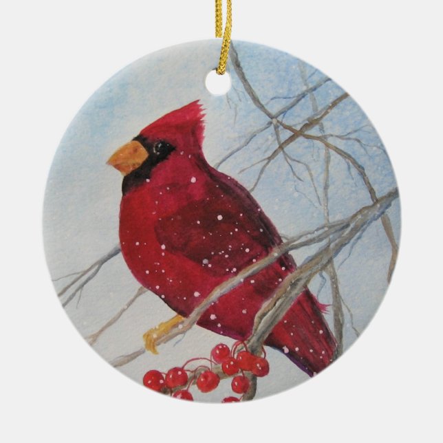 Bird Ornament Kardinal jul-Helgdag (Framsidan)
