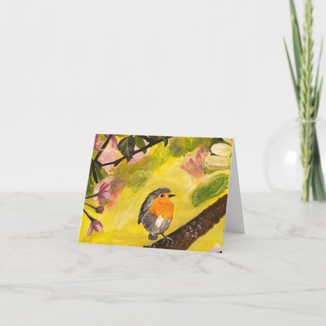 Bird på gren tack kort (Framsida)
