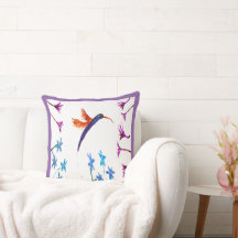 Bird Painting Blommigt Hummingbird