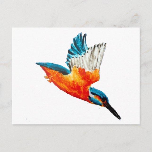 Bird Painting Flies Kingfisher Vykort (Framsida)