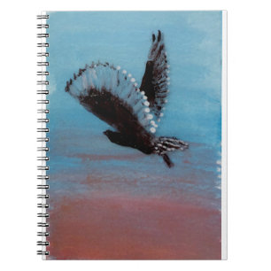 Bird Painting Sunrise Uggla Anteckningsbok Med Spiral