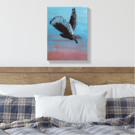 Bird Painting Sunrise Uggla Canvastryck