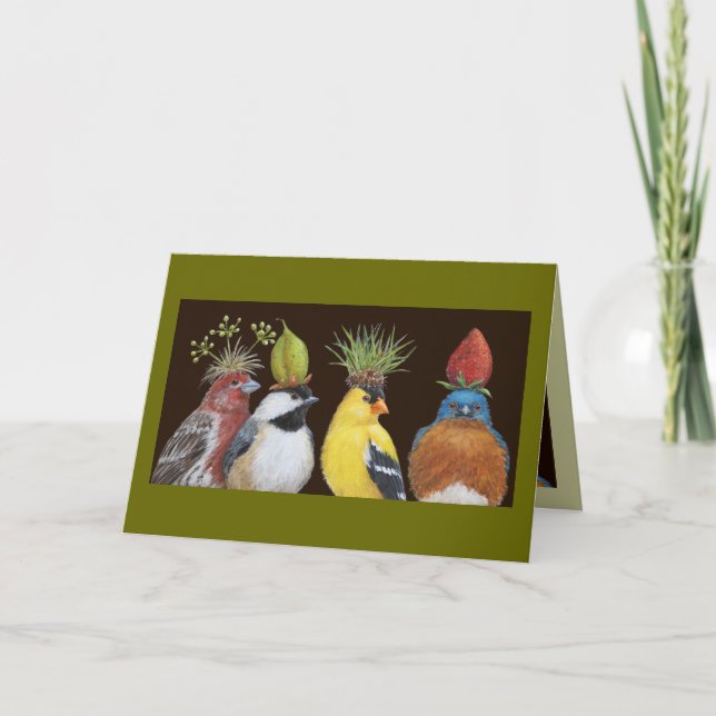Bird party med grumpigt blåfågelkort kort (Framsida)