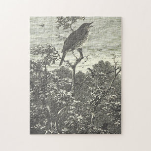 Bird Perched på en Gren-puzzel i Träd Pussel