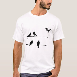 Bird Pterodactyls on Wire - Avian Dinosaur T Shirt
