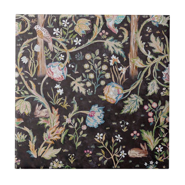 Bird & Rabbit i Blomsterträdgården, William Morris Kakelplatta (Framsidan)