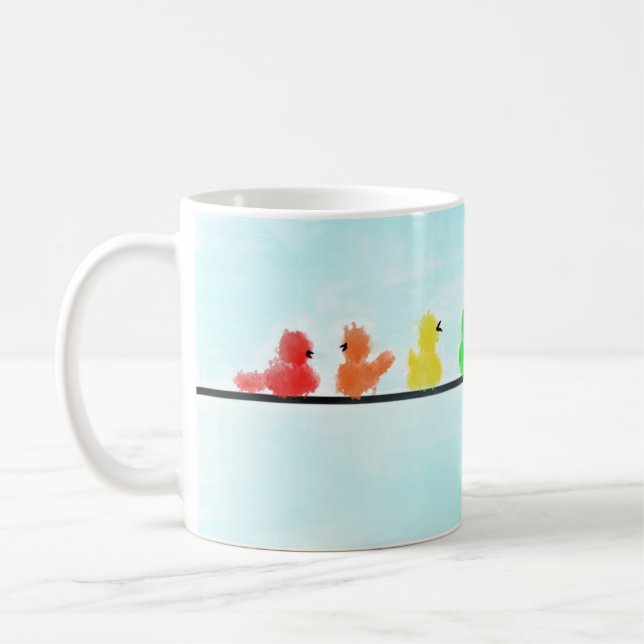 Bird Rainbow på en tråd Kaffemugg (Vänster)