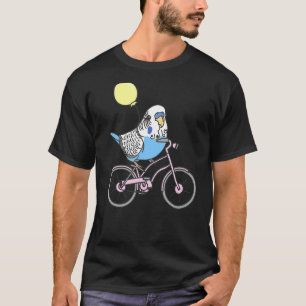 Bird rider en cykel Parrot-ägare Pet Blue Budgie T Shirt