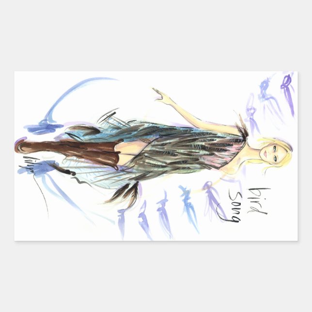 Bird Sång Rektangulärt Klistermärke (Framsida)