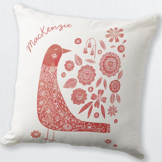 Bird Scandinavian White Personlig Kudde