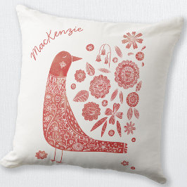 Bird Scandinavian White Personlig Kudde