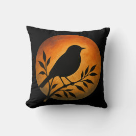 Bird Silhouette Over Full Moon Kudde