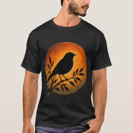 Bird Silhouette Over Full Moon T Shirt