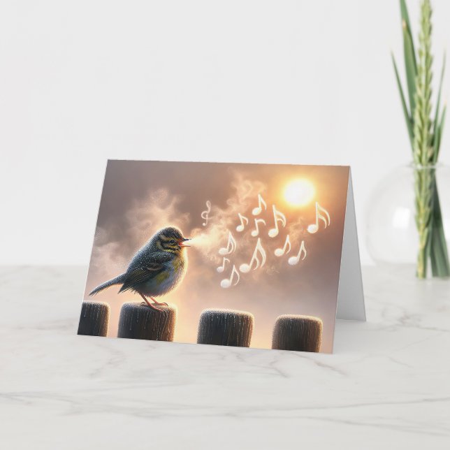 Bird Singing in God morgon Sunshine Birthday Kort (Framsida)