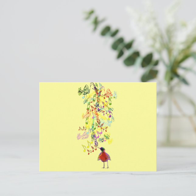Bird Singing Vykort (Stående Fram)