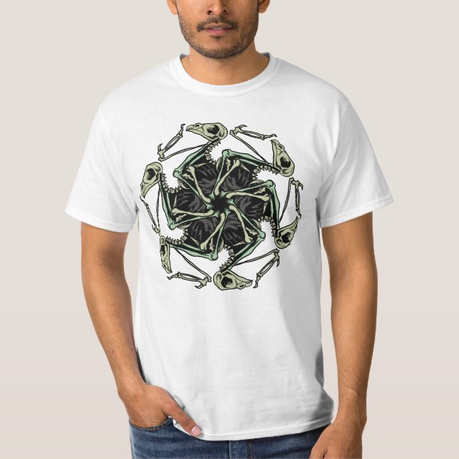 Bird Skeleton Mandala T-Shirt (Framsida)