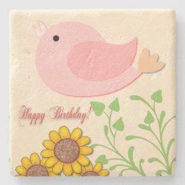 Bird & Sunblommor Birthday Stenunderlägg