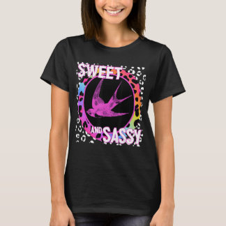 Bird Sväljer 90s Nostalgia Rainbow Leopard Skriv u T Shirt