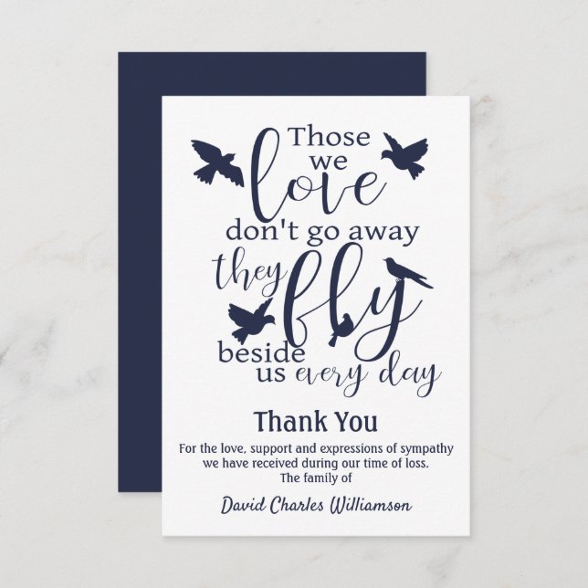 Bird Tack Funeral Fly bredvid oss Sympati (Fram/baksida)