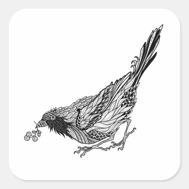 Bird Tattoo Fyrkantigt Klistermärke (Framsida)