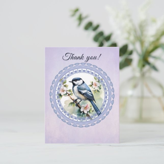 bird thank you card tack kort (Stående Fram)