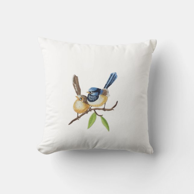 Bird  throw pillows imitating embroidery effects kudde (Framsida)