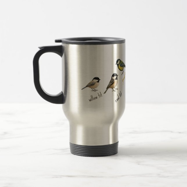 Bird Travel Mug – Garden Birds Watercolour  Resemugg (Vänster)
