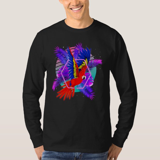 Bird  Tropical Animal  Retro Vaporwave Parrot T Shirt (Framsida)