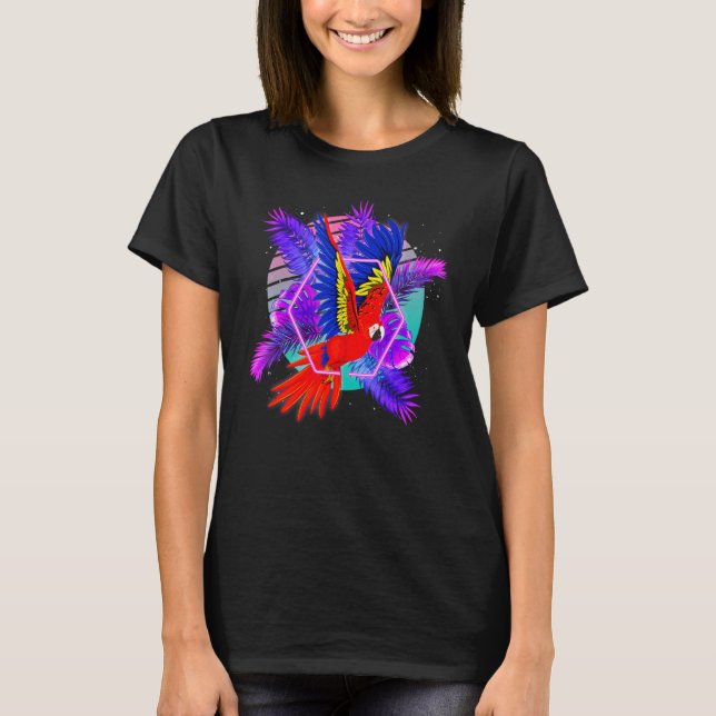 Bird  Tropical Animal  Retro Vaporwave Parrot T Shirt (Framsida)