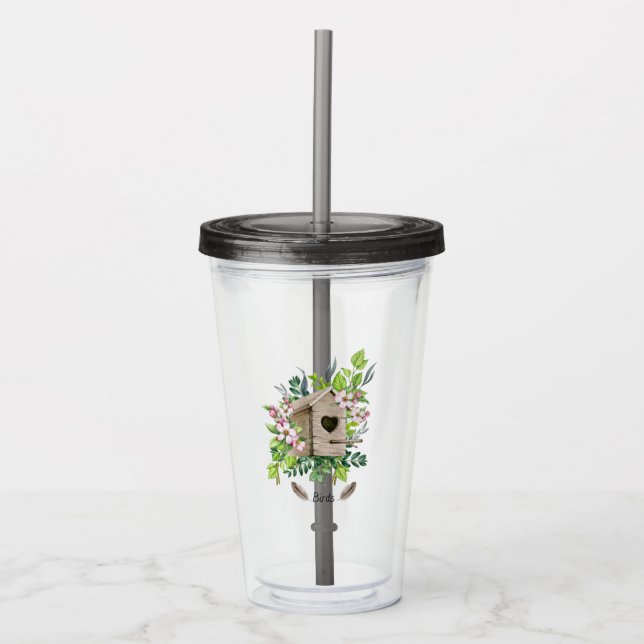 Bird Tumbler Birdhouse Take Away Mugg (Framsida)